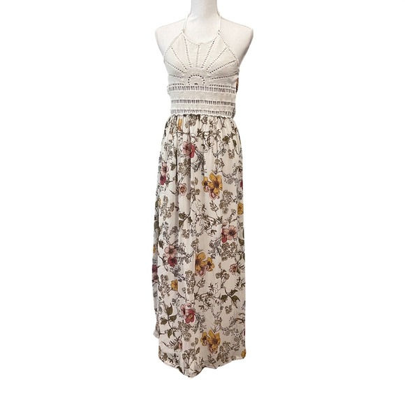 Altar'd State Dresses & Skirts - Altar'd State Maxi Dress Women Small White Floral Crochet Halter Boho DE1890-960